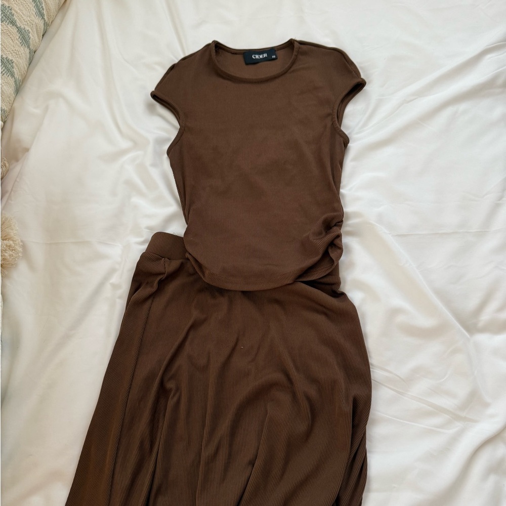 Cider Chocolate Brown Ribbed Top